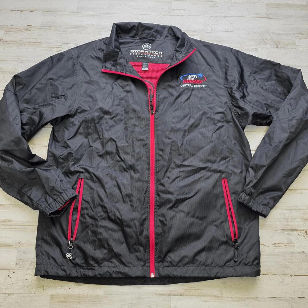 USA Hockey Central District Stormtech Performance Full Zip Windbreaker Jacket LG